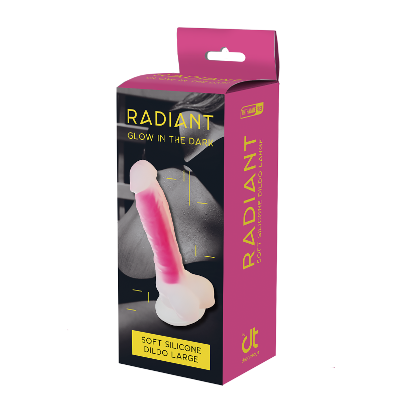 RADIANT SOFT SILICONE GLOW IN THE DARK DILDO LARGE PINK